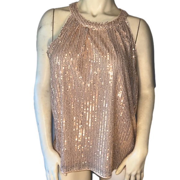 NWT Grace Karin Sequins Party Champagne Halter Top. Size Large. - Picture 1 of 4